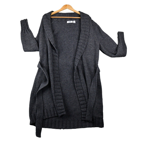 Old Navy Cardigan Womens Extra Large Dark Gray Open Front Belted Pockets - Picture 1 of 6
